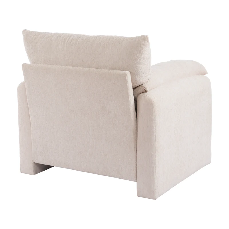 Fauteuil canapé 1 place en tissu chenille beige confortable 96x82x84cm COBALTEX