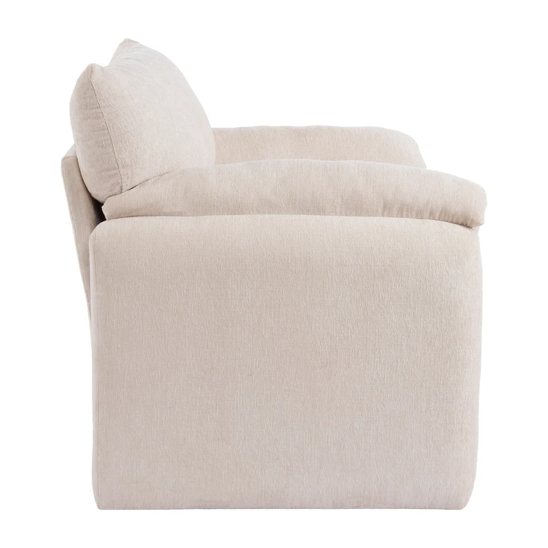 Fauteuil canapé 1 place en tissu chenille beige confortable 96x82x84cm COBALTEX