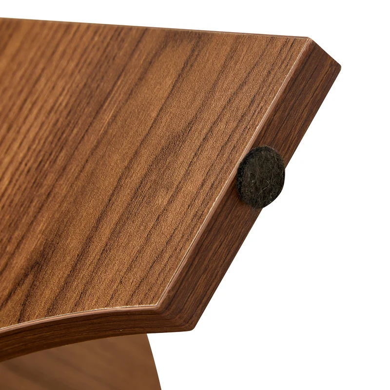 Table basse ronde en verre trempé pieds effet bois noyer Ø80 cm CLARITYEN