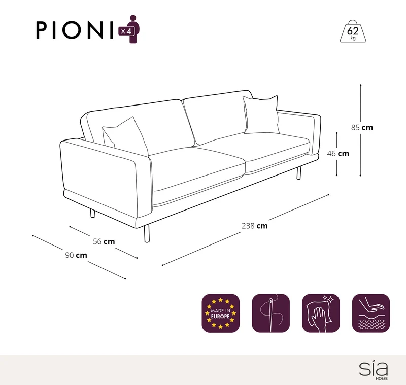 Canapé 4 places PIONI Bouclette