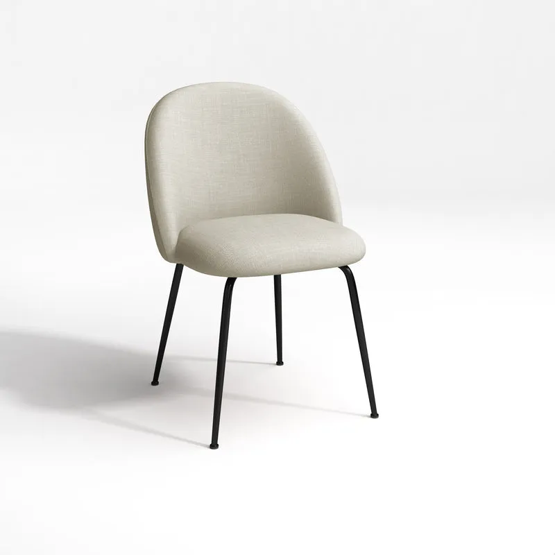 Set de 2 chaises ELLA Tissu tramé pieds noirs
