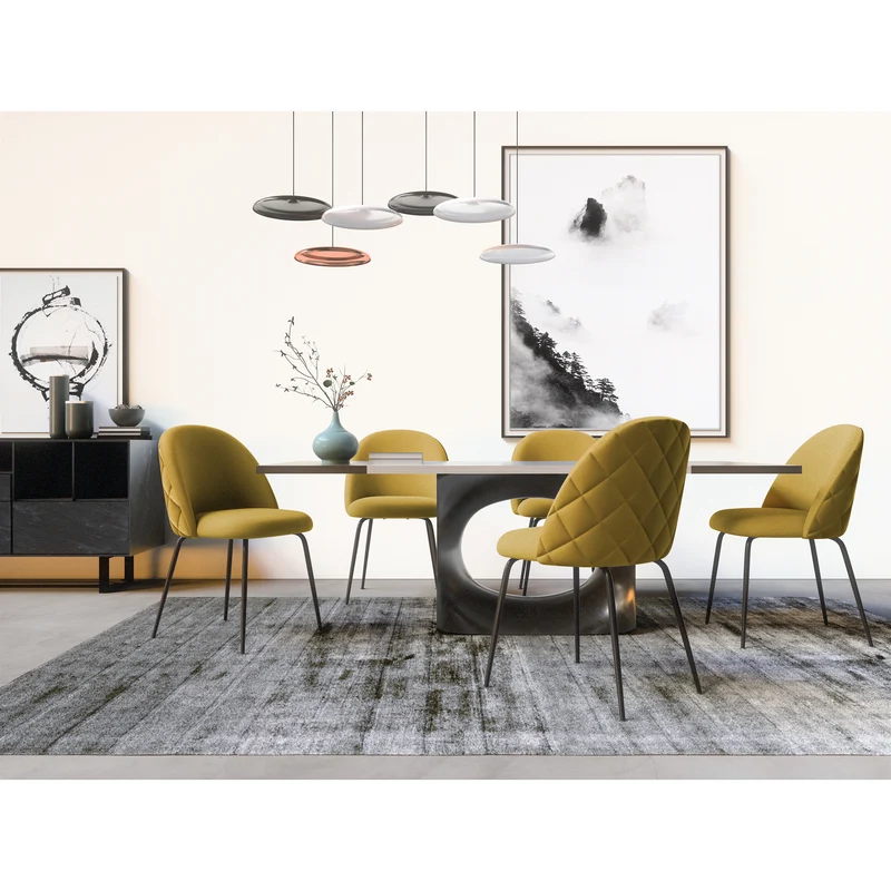 Set de 2 chaises ELLA Tissu tramé pieds noirs