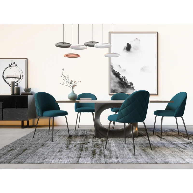 Set de 2 chaises ELLA Tissu tramé pieds noirs