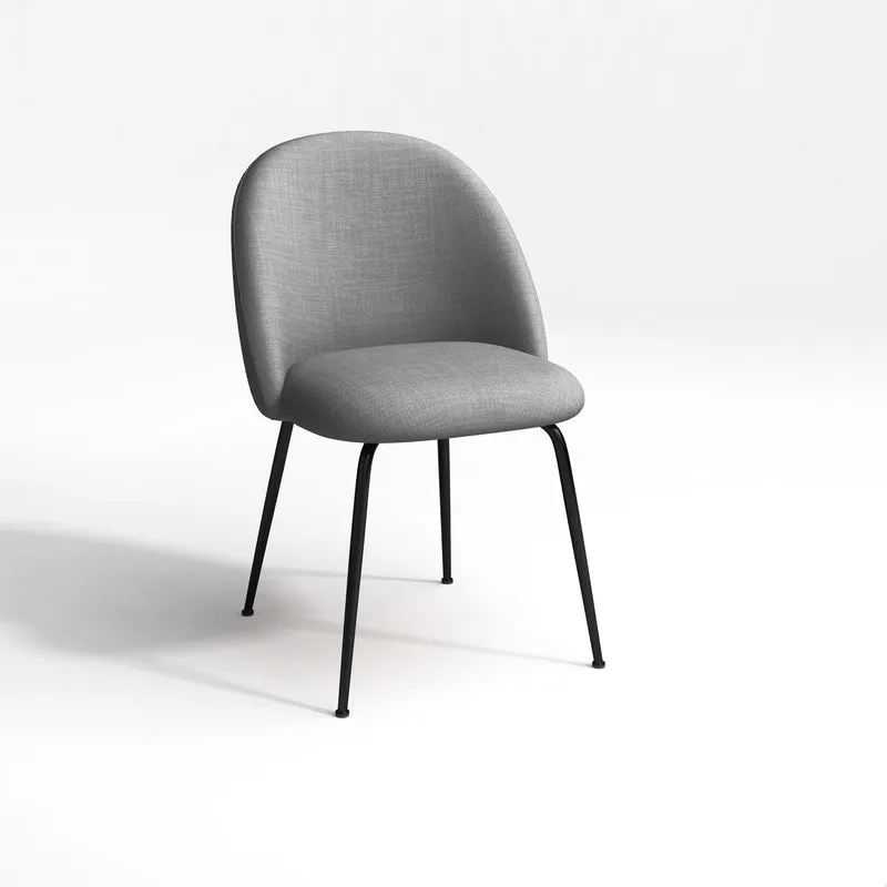 Set de 2 chaises ELLA Tissu tramé pieds noirs