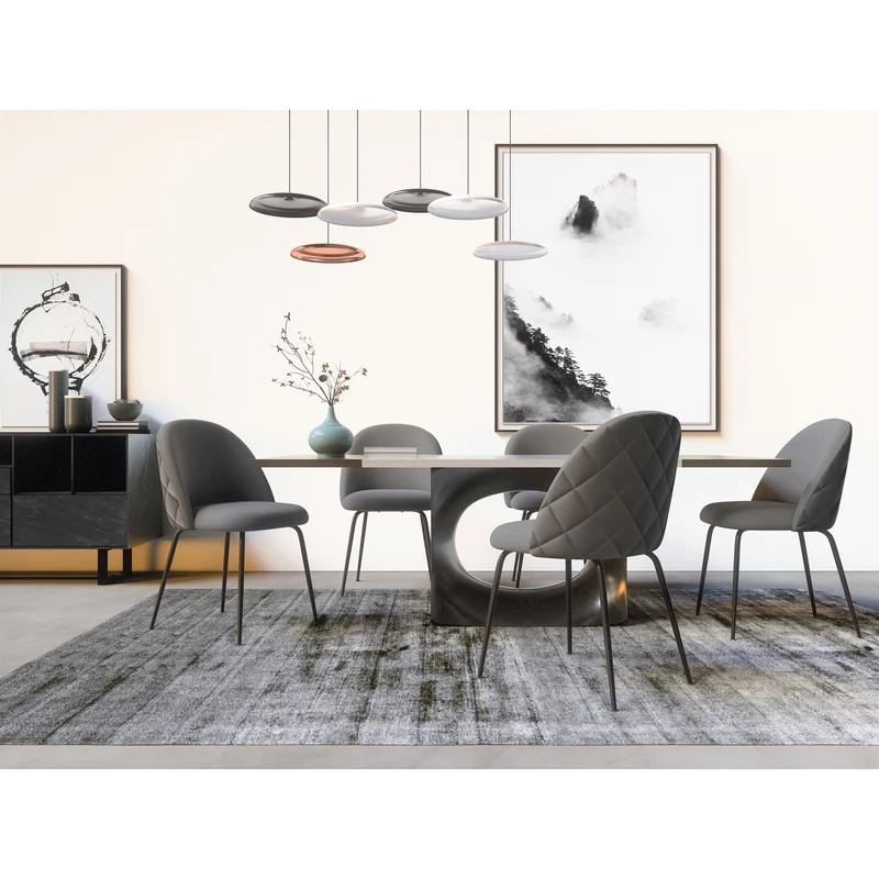Set de 2 chaises ELLA Tissu tramé pieds noirs