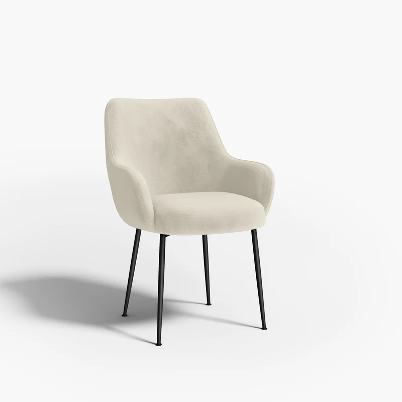 Fauteuil RAKEL Tissu tramé toucher doux pieds noirs