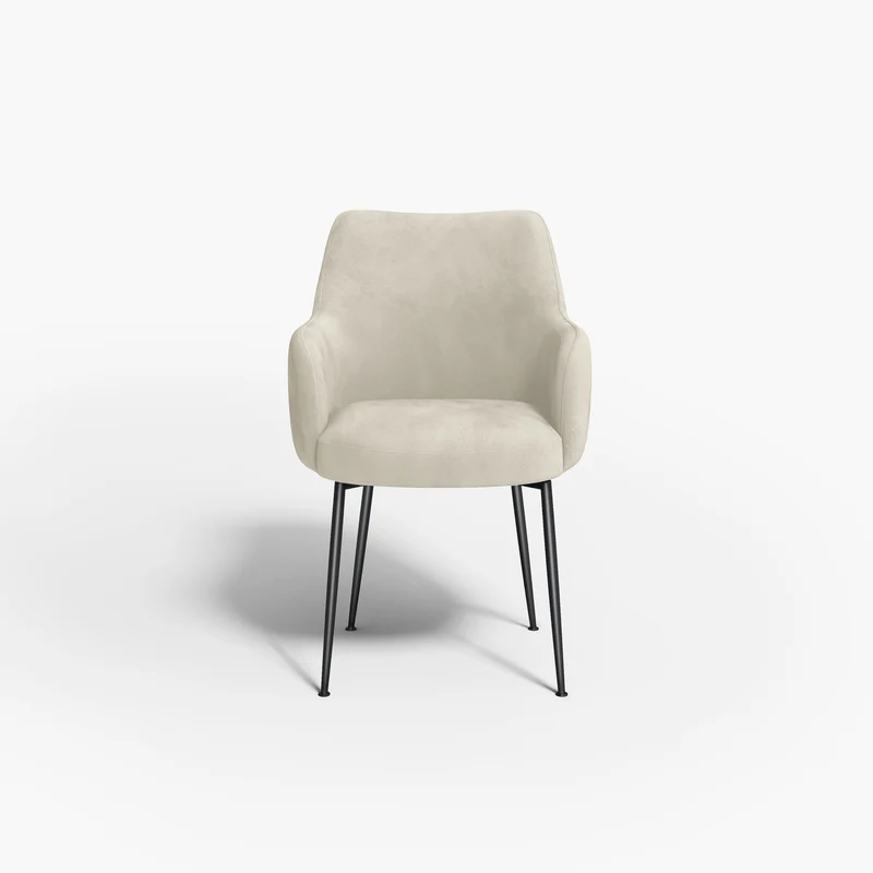Fauteuil RAKEL Tissu tramé toucher doux pieds noirs