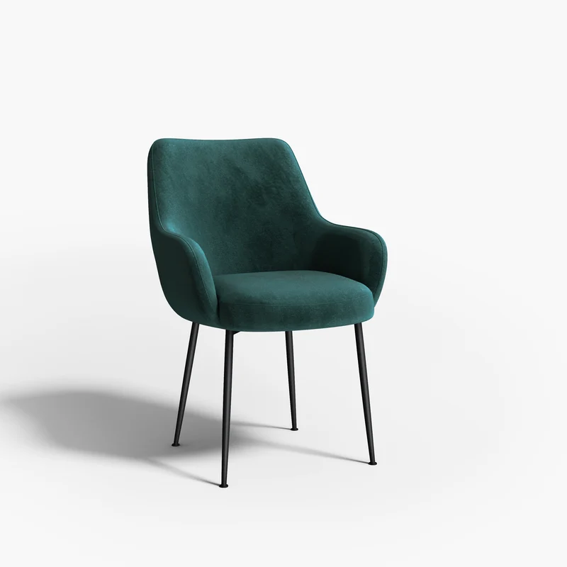 Fauteuil RAKEL Tissu tramé toucher doux pieds noirs