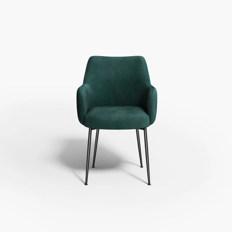 Fauteuil RAKEL Tissu tramé toucher doux pieds noirs