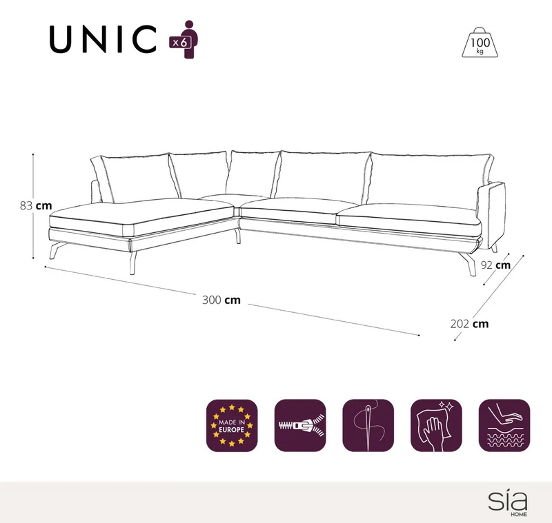 Canapé grand angle gauche UNIC Velours