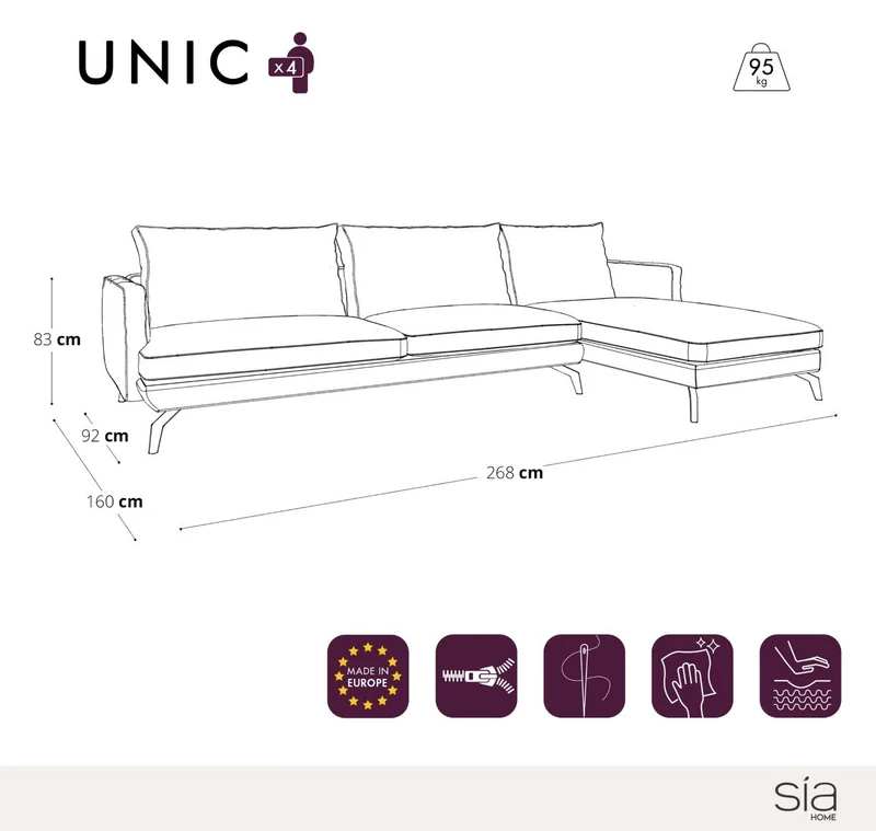 Canapé d'angle droit UNIC Velours