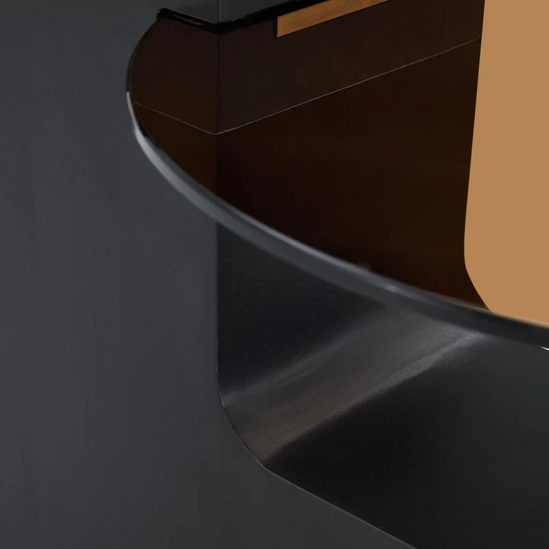Table basse ronde moderne 2 niveaux effet bois et verre brun transparent, démontable CRESTLA
