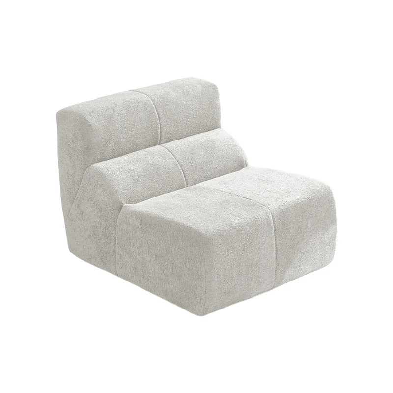 Fauteuil chauffeuse en velours bouclé blanc cassé ECHOLOQUE