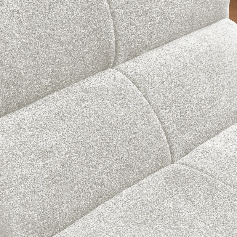 Fauteuil chauffeuse en velours bouclé blanc cassé ECHOLOQUE