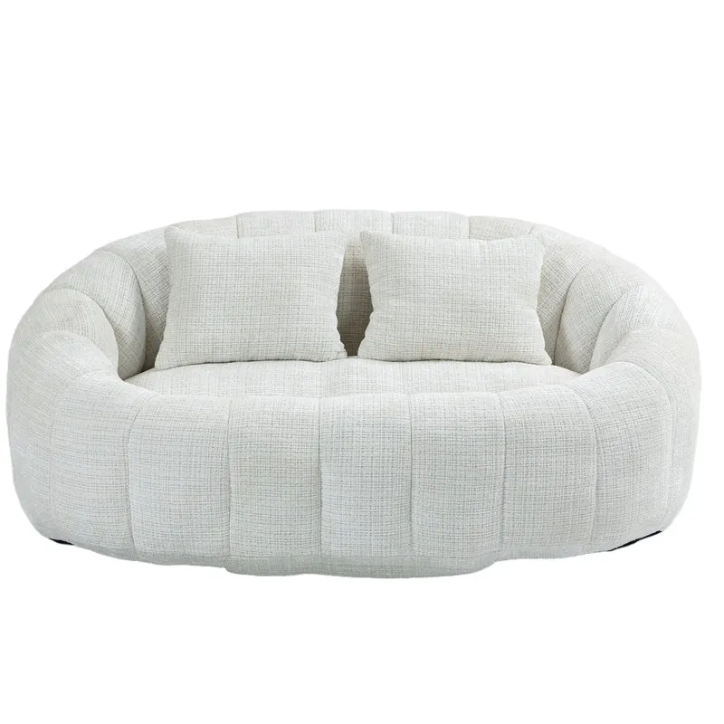 Canapé compact rond 2 places Loveseat en chenille beige et 2 cousins AMBERPATH