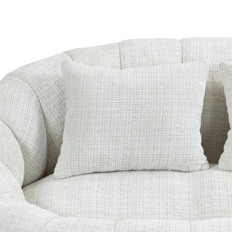 Canapé compact rond 2 places Loveseat en chenille beige et 2 cousins AMBERPATH