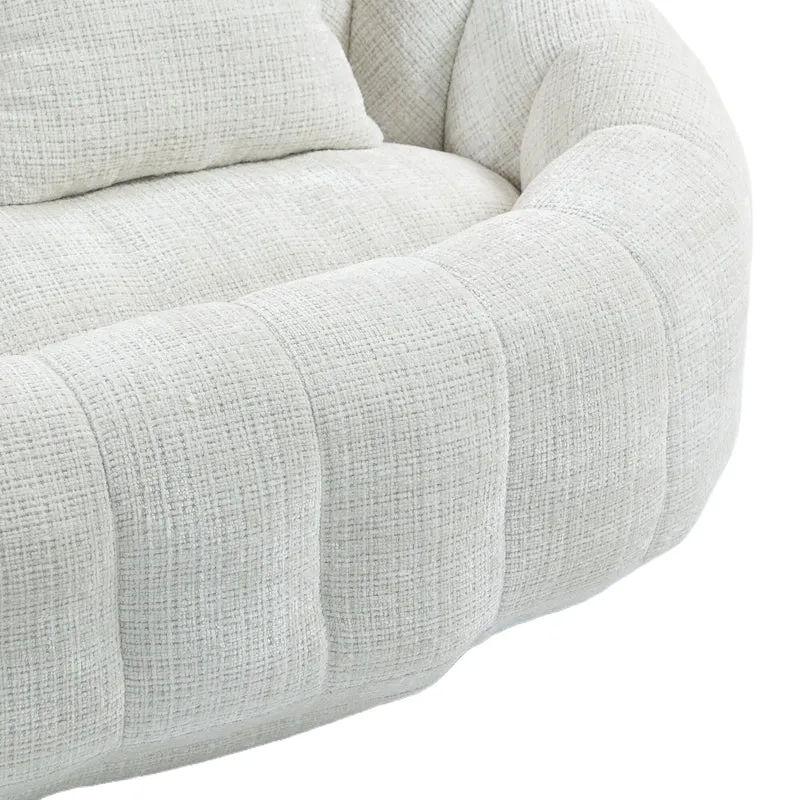 Canapé compact rond 2 places Loveseat en chenille beige et 2 cousins AMBERPATH