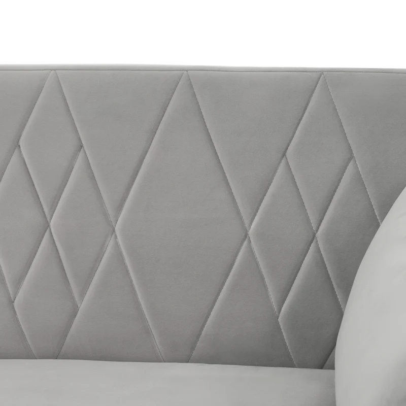 Canapé convertible 2 places en velours gris clair dossiers et accoudoirs réglables SCREVIDS
