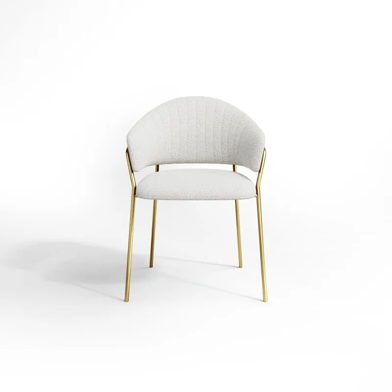 Set de 2 chaises HANNA Bouclette pieds dorés