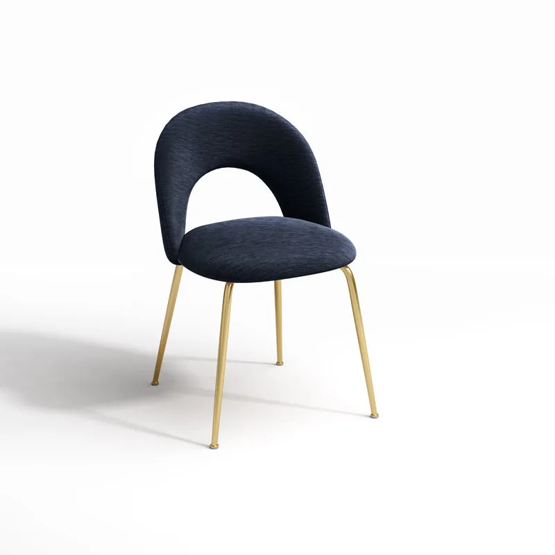 Set de 2 chaises NINA Tissu tramé effet velours pieds dorés