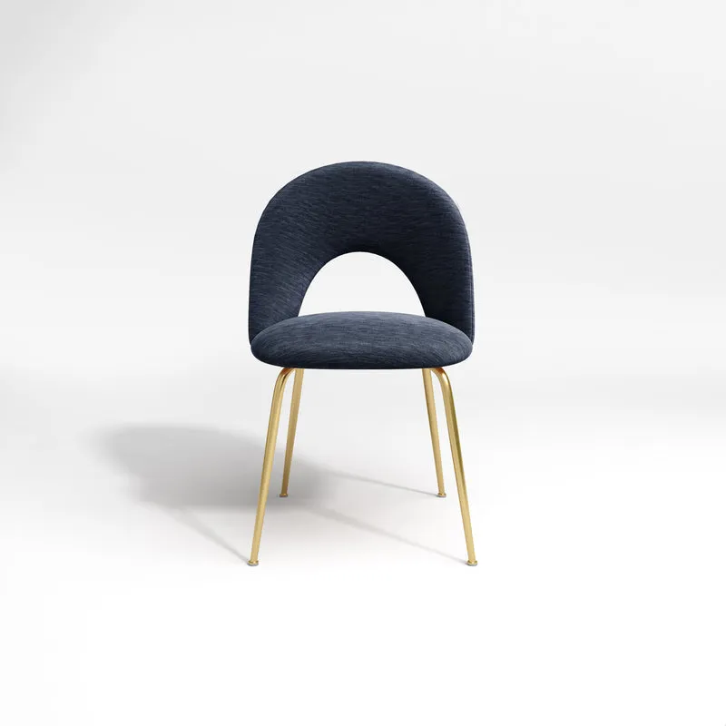 Set de 2 chaises NINA Tissu tramé effet velours pieds dorés