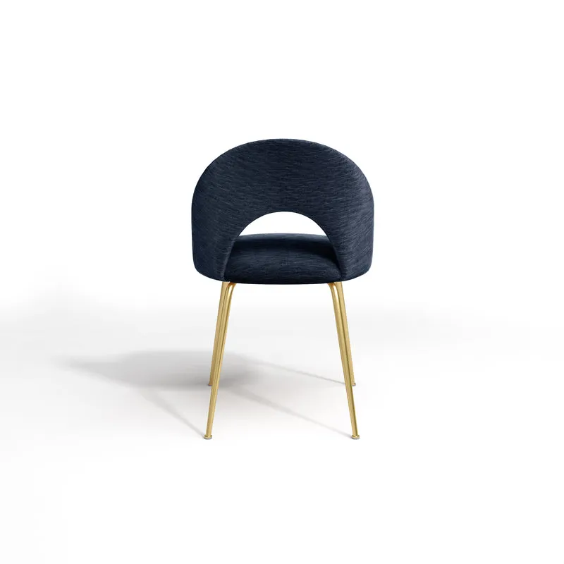Set de 2 chaises NINA Tissu tramé effet velours pieds dorés