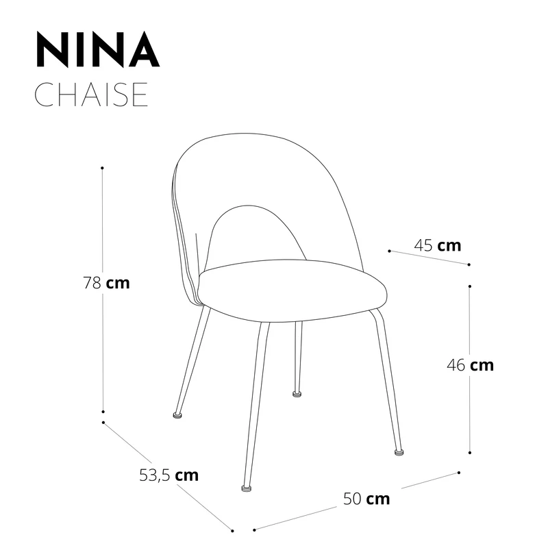 Set de 2 chaises NINA Tissu tramé effet velours pieds dorés
