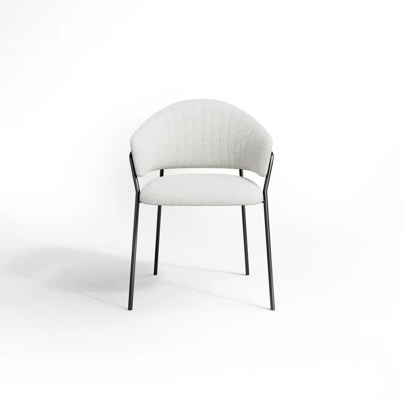 Set de 2 chaises HANNA Bouclette pieds noirs