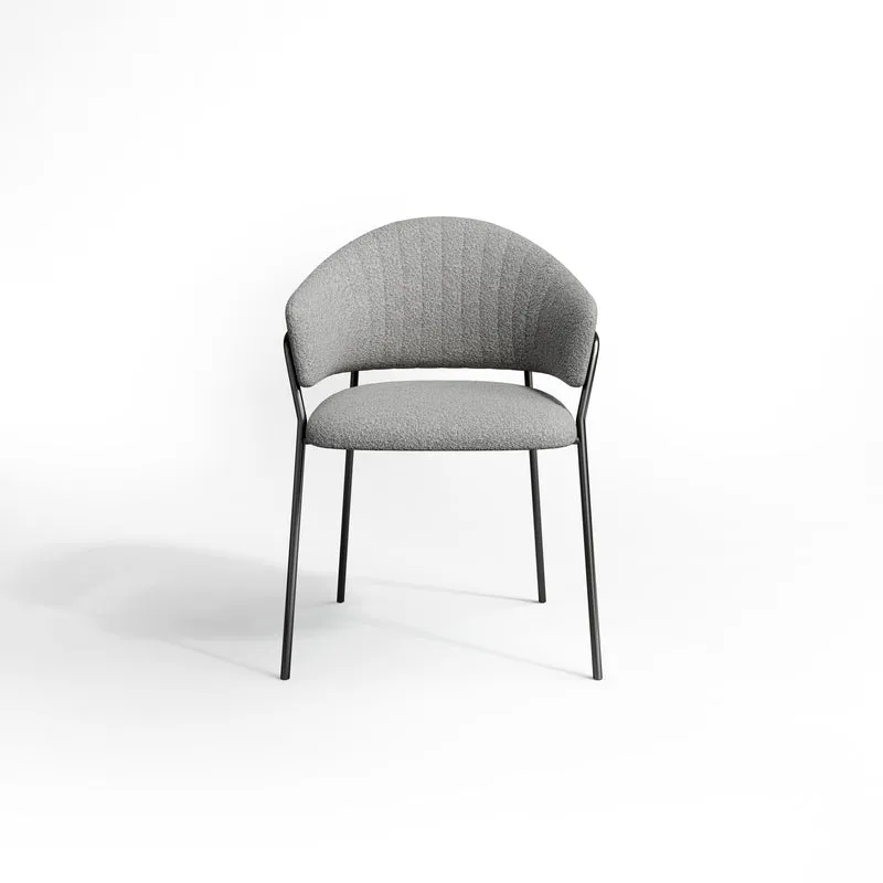 Set de 2 chaises HANNA Bouclette pieds noirs