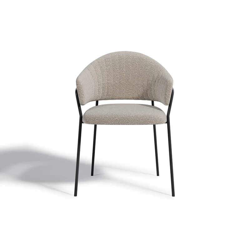 Set de 2 chaises HANNA Bouclette pieds noirs