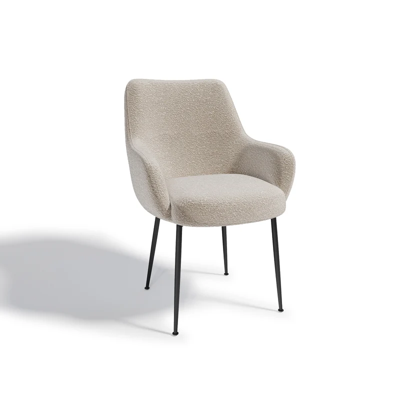 Set de 2 Fauteuils RAKEL Bouclette pieds noirs