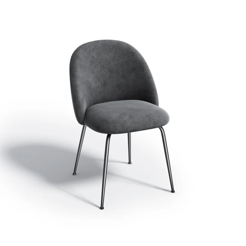 Set de 2 chaises ELLA Tissu tramé effet cuir vintage pieds noirs