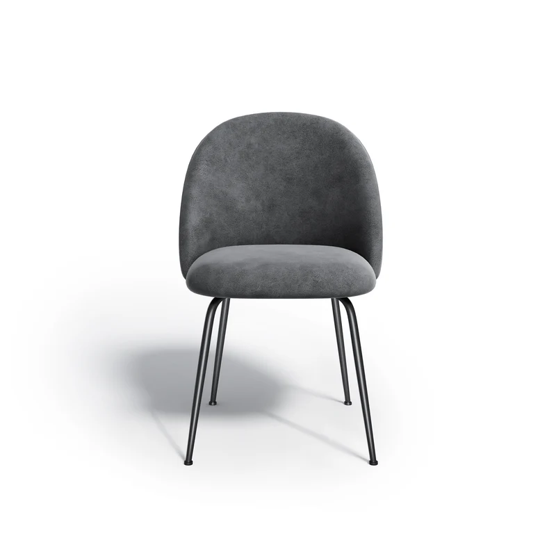 Set de 2 chaises ELLA Tissu tramé effet cuir vintage pieds noirs