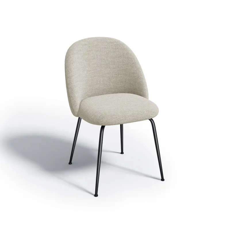 Set de 2 chaises ELLA Tissu tramé toucher doux pieds noirs