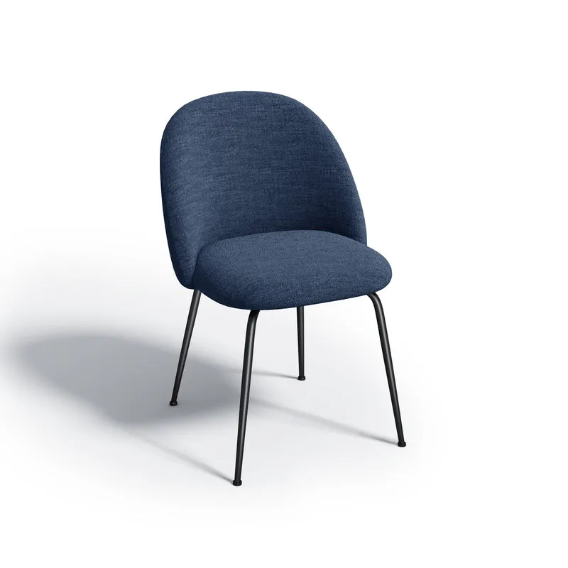 Set de 2 chaises ELLA Tissu tramé toucher doux pieds noirs