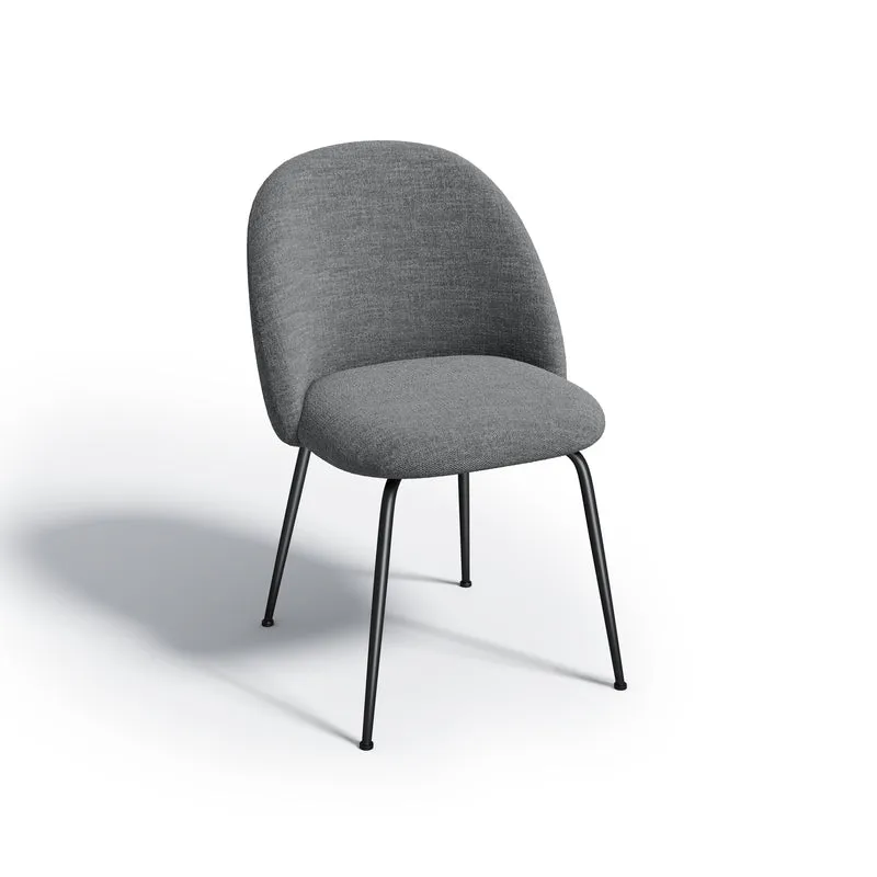 Set de 2 chaises ELLA Tissu tramé toucher doux pieds noirs