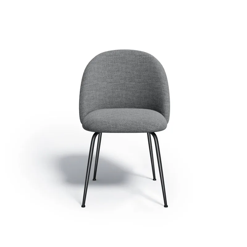 Set de 2 chaises ELLA Tissu tramé toucher doux pieds noirs