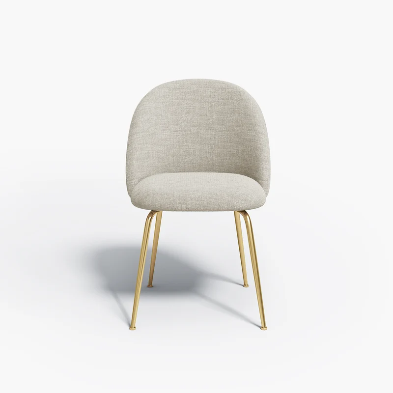 Set de 2 chaises ELLA Tissu tramé toucher doux pieds dorés