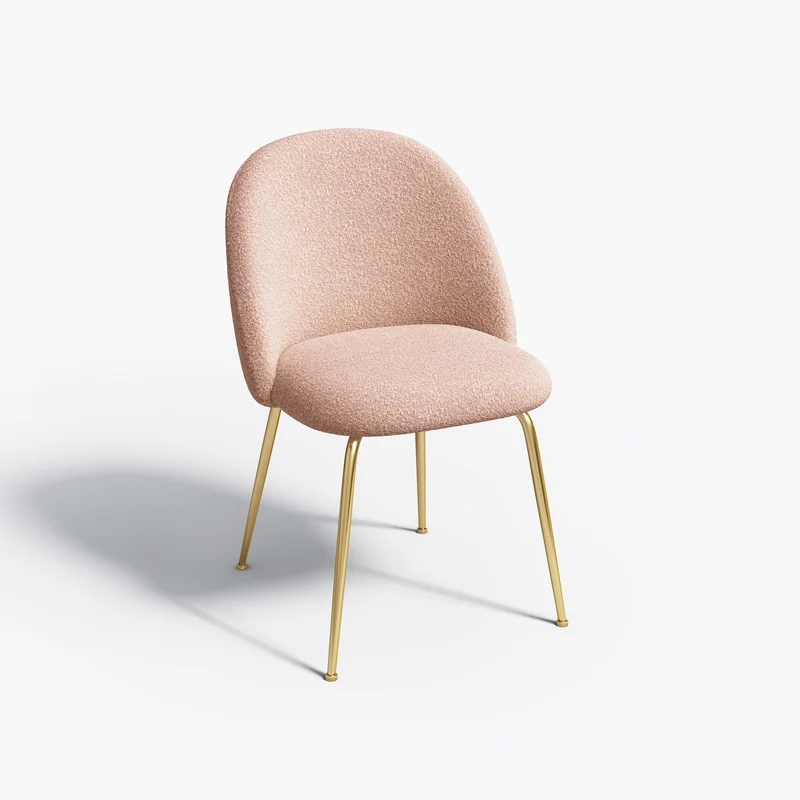 Set de 2 chaises ELLA Bouclette pieds dorés
