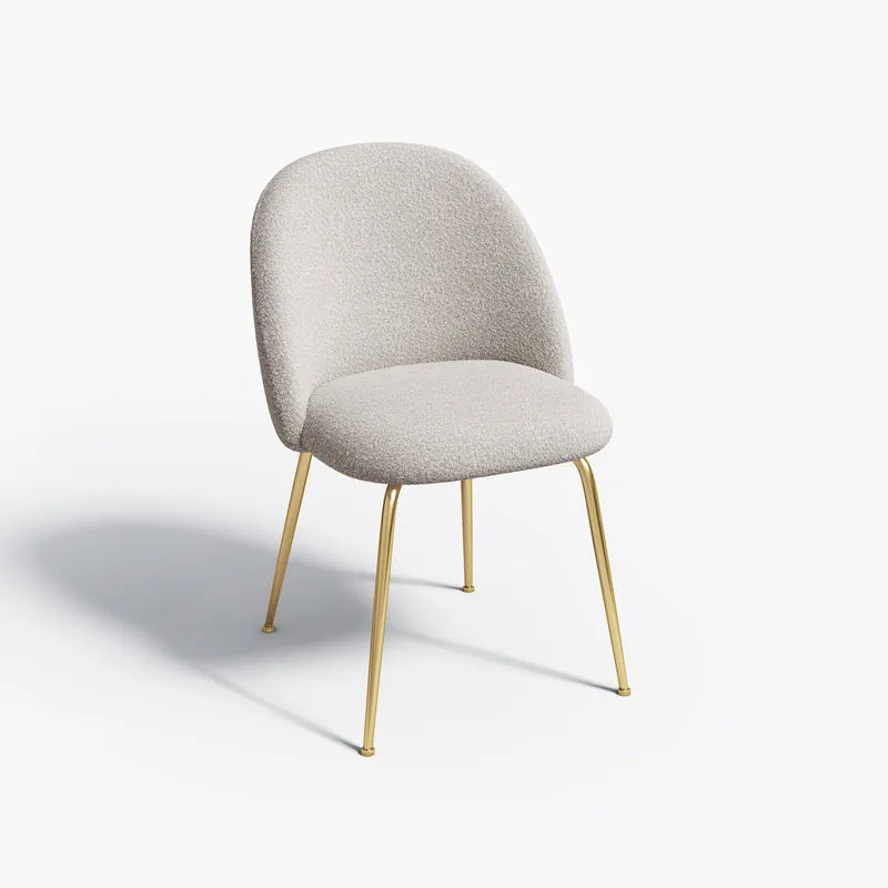 Set de 2 chaises ELLA Bouclette pieds dorés