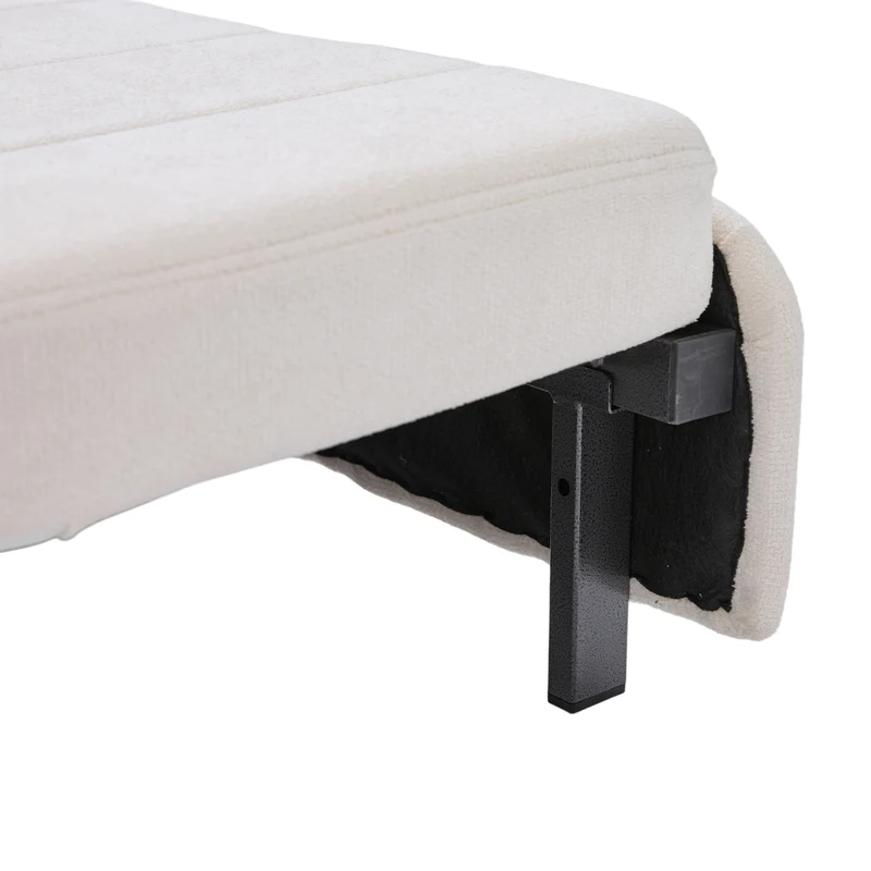 Canapé convertible 2-place en tissu chenille beige, 139x83x58cm, avec rangement, USB et porte-gobelet QUASARLIRA