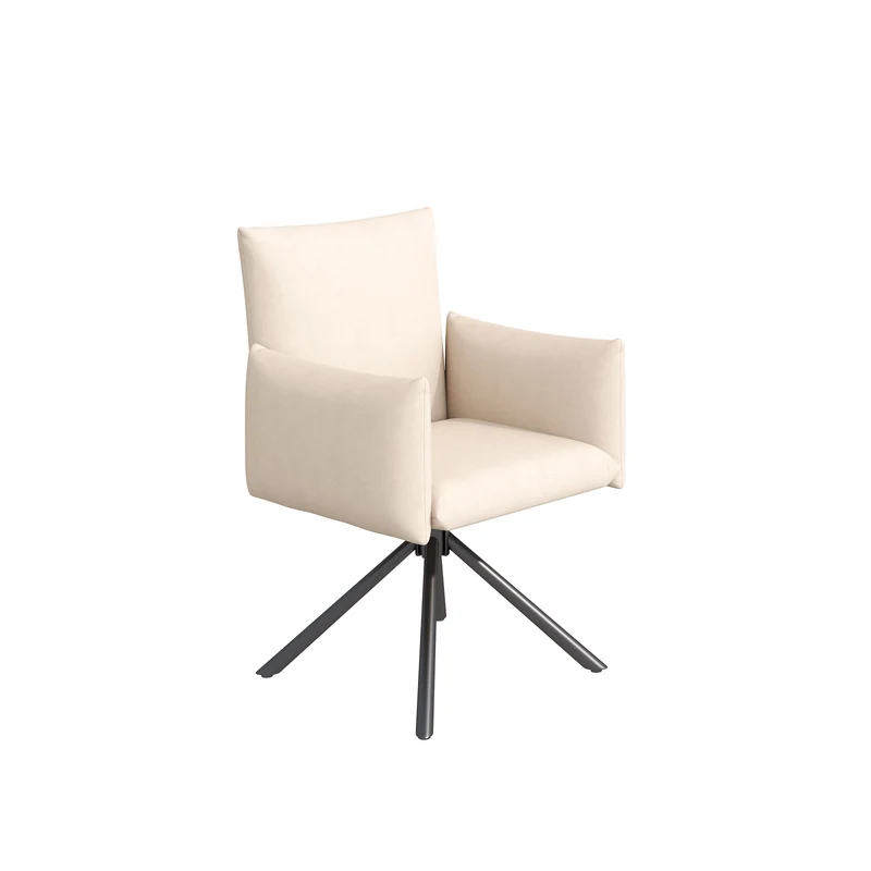 Lot de 2 chaises de salle à manger pivotantes 360° en velours beige dossier, pieds en métal noir NEXUSVEX