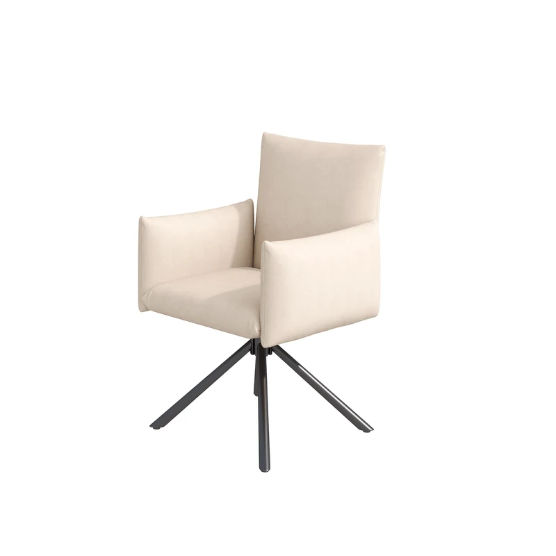 Lot de 2 chaises de salle à manger pivotantes 360° en velours beige dossier, pieds en métal noir NEXUSVEX