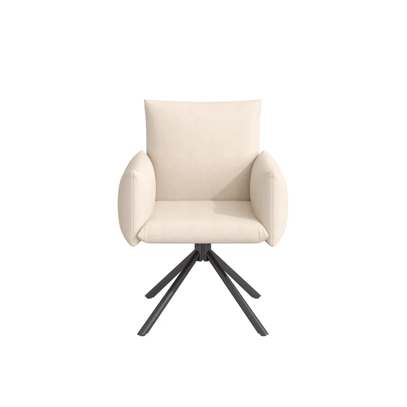 Lot de 2 chaises de salle à manger pivotantes 360° en velours beige dossier, pieds en métal noir NEXUSVEX