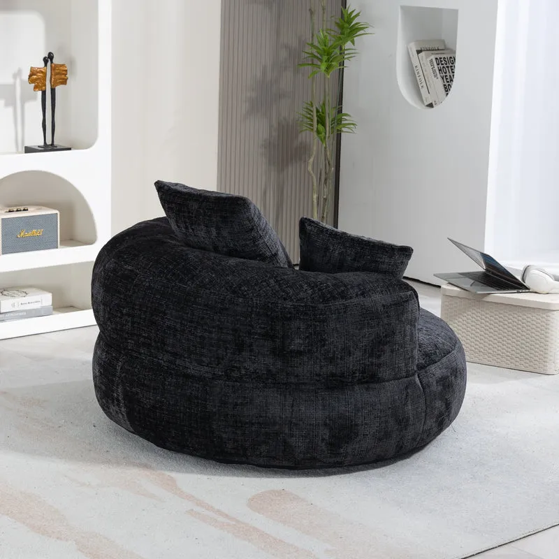 Canapé chauffeuse fauteuil rond en velours chenille noir fauteuil lounge Lazy Sofa FLARENYX