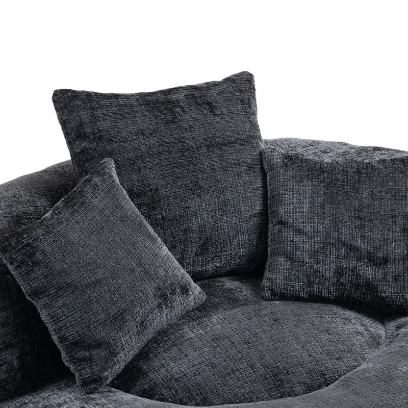 Canapé chauffeuse fauteuil rond en velours chenille noir fauteuil lounge Lazy Sofa FLARENYX