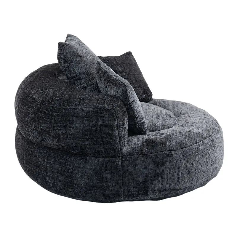 Canapé chauffeuse fauteuil rond en velours chenille noir fauteuil lounge Lazy Sofa FLARENYX