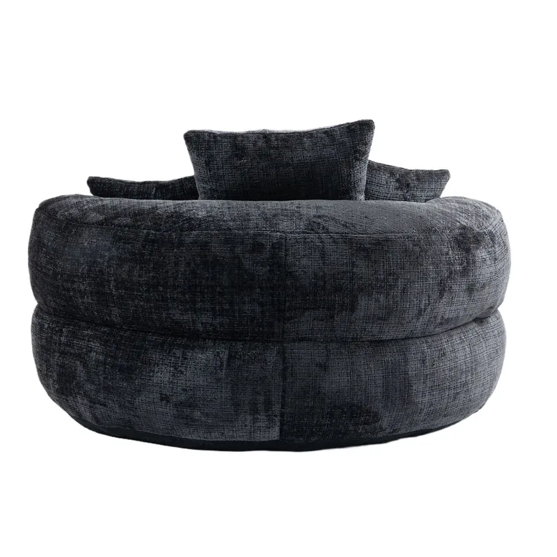 Canapé chauffeuse fauteuil rond en velours chenille noir fauteuil lounge Lazy Sofa FLARENYX