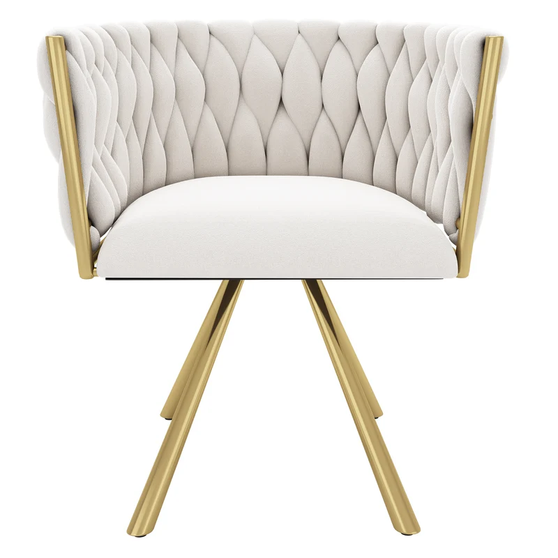 Lot de 2 chaises de salle à manger pivotantes velours beige et doré NEXUSNOVA