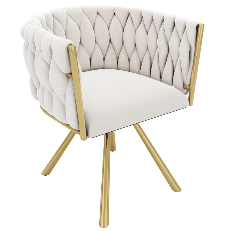 Lot de 2 chaises de salle à manger pivotantes velours beige et doré NEXUSNOVA